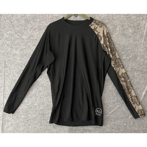 Huge Sports Compression Shirt‎ XL UPF 50+ Black Paisley Long Sleeve Stretch